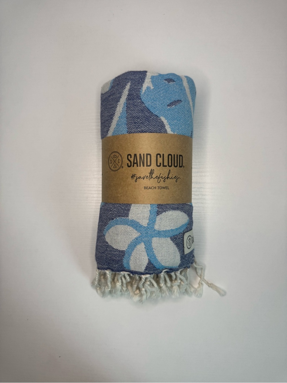 Sand Cloud Beach Towel 37x67 Organic Turkish Cotton Blue Floral Towel New